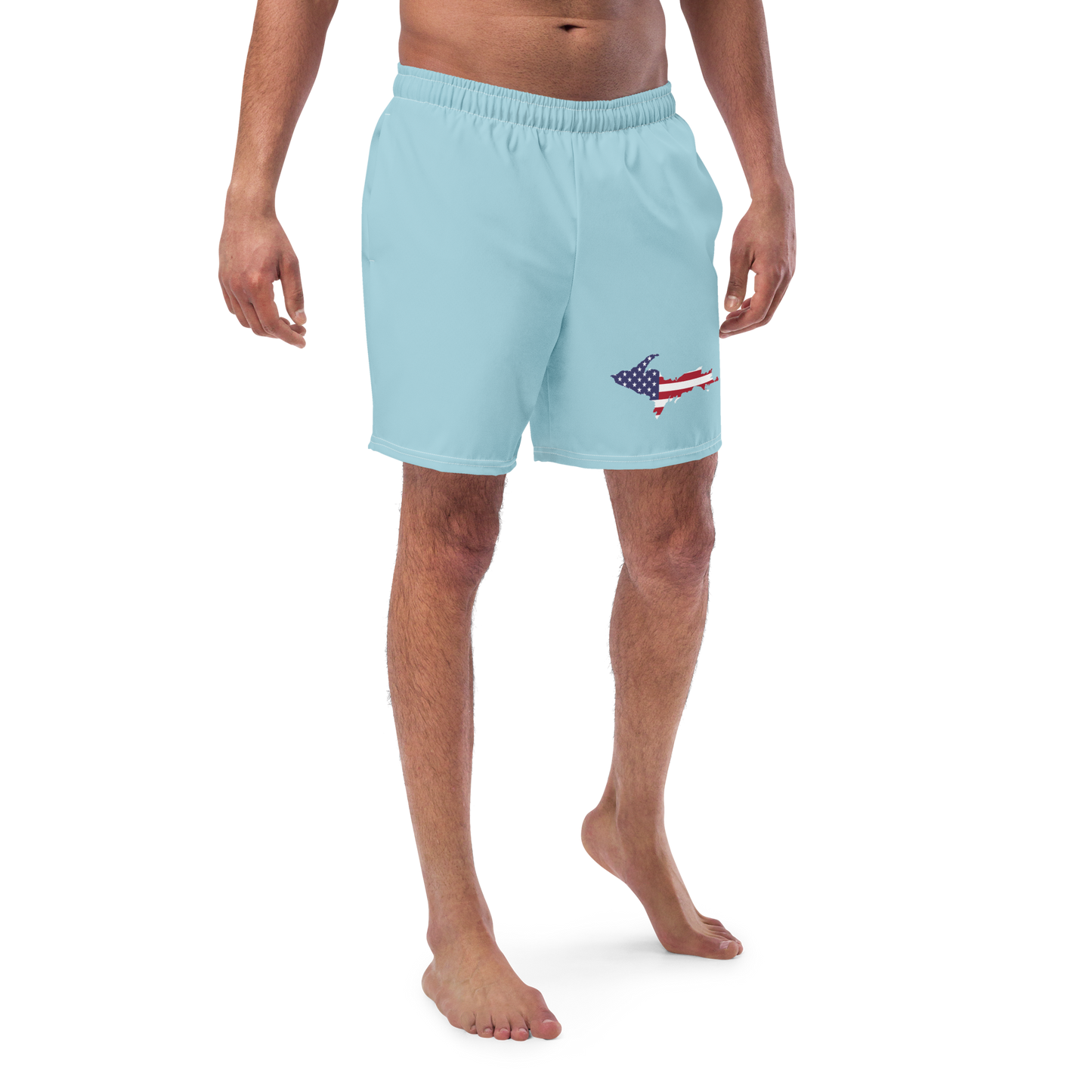 Michigan Upper Peninsula Men's Swim Trunks (w/ UP USA Flag ) | '58 Caddie Blue