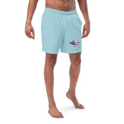 Michigan Upper Peninsula Men's Swim Trunks (w/ UP USA Flag ) | '58 Caddie Blue