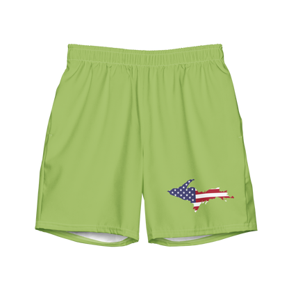 Michigan Upper Peninsula Men's Swim Trunks (w/ UP USA Flag ) | Gooseberry Green