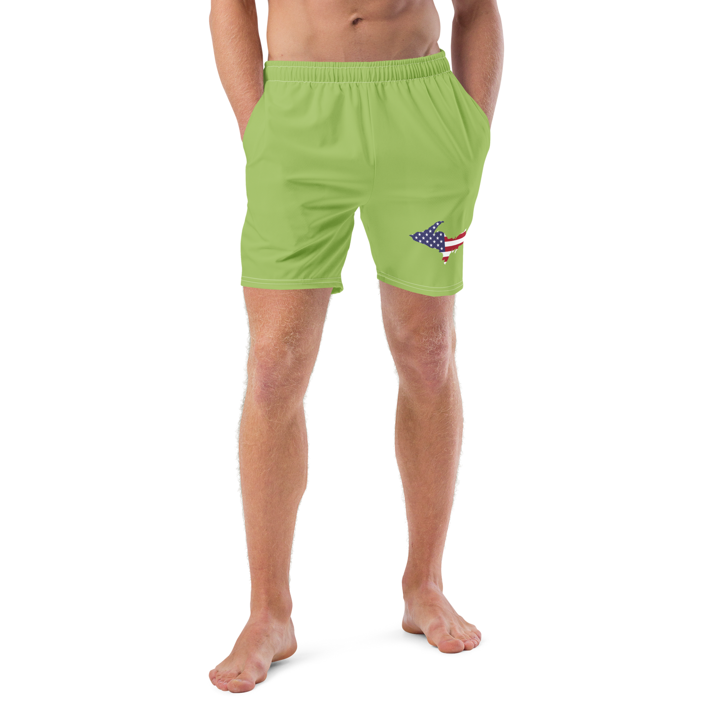 Michigan Upper Peninsula Men's Swim Trunks (w/ UP USA Flag ) | Gooseberry Green