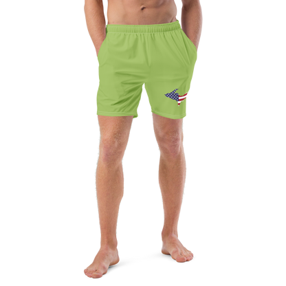 Michigan Upper Peninsula Men's Swim Trunks (w/ UP USA Flag ) | Gooseberry Green