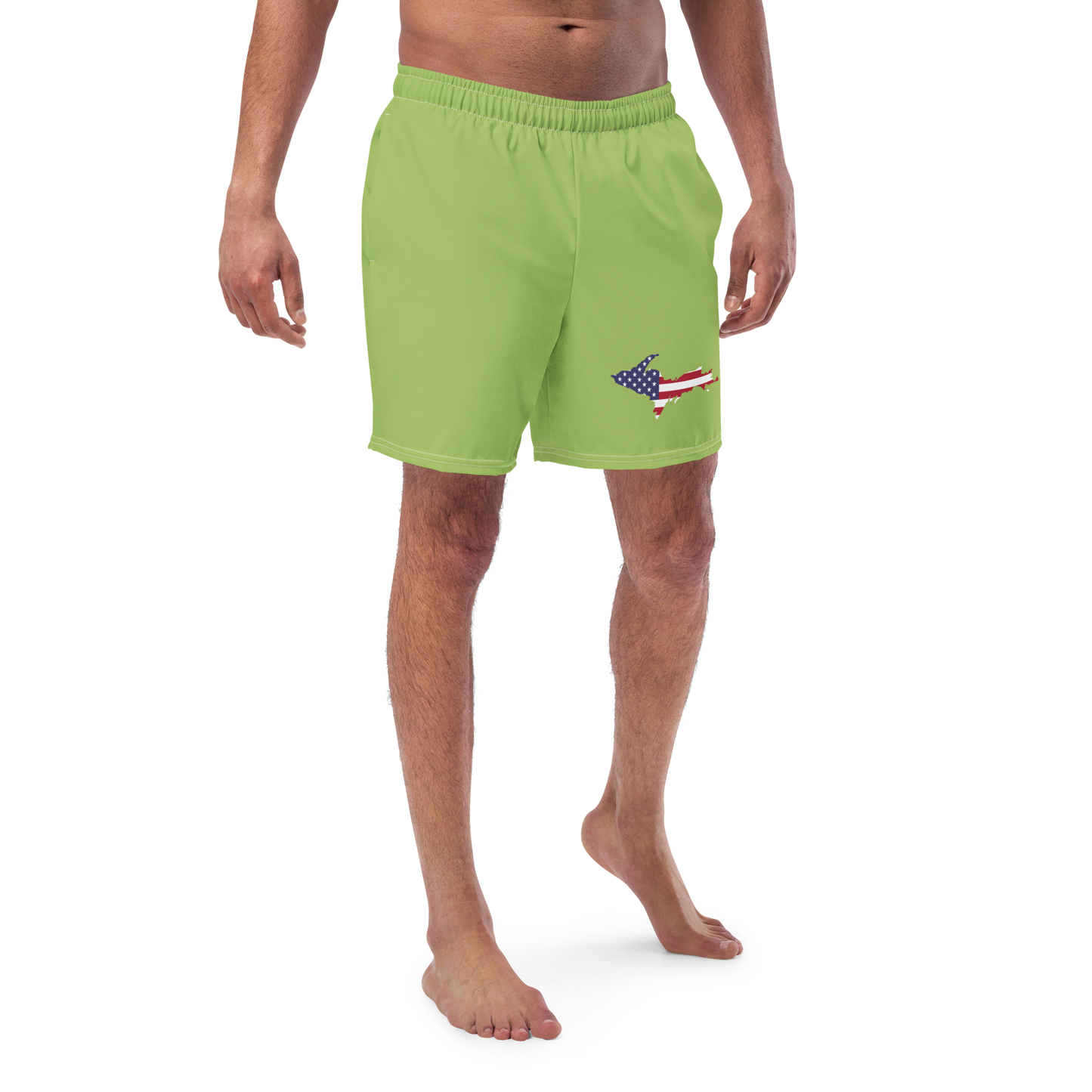 Michigan Upper Peninsula Men's Swim Trunks (w/ UP USA Flag ) | Gooseberry Green