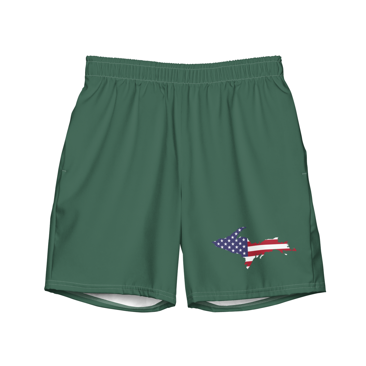 Michigan Upper Peninsula Men's Swim Trunks (w/ UP USA Flag ) | Ginger Ale Green