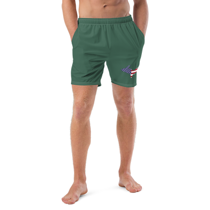 Michigan Upper Peninsula Men's Swim Trunks (w/ UP USA Flag ) | Ginger Ale Green