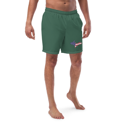 Michigan Upper Peninsula Men's Swim Trunks (w/ UP USA Flag ) | Ginger Ale Green