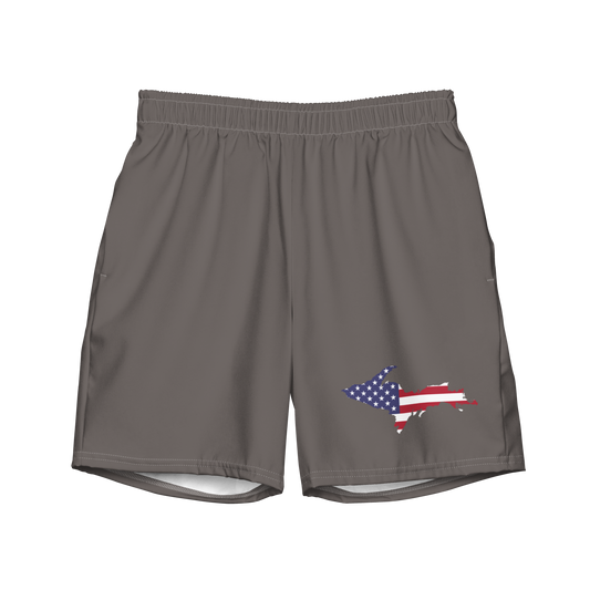 Michigan Upper Peninsula Men's Swim Trunks (w/ UP USA Flag ) | Warren Tank Grey