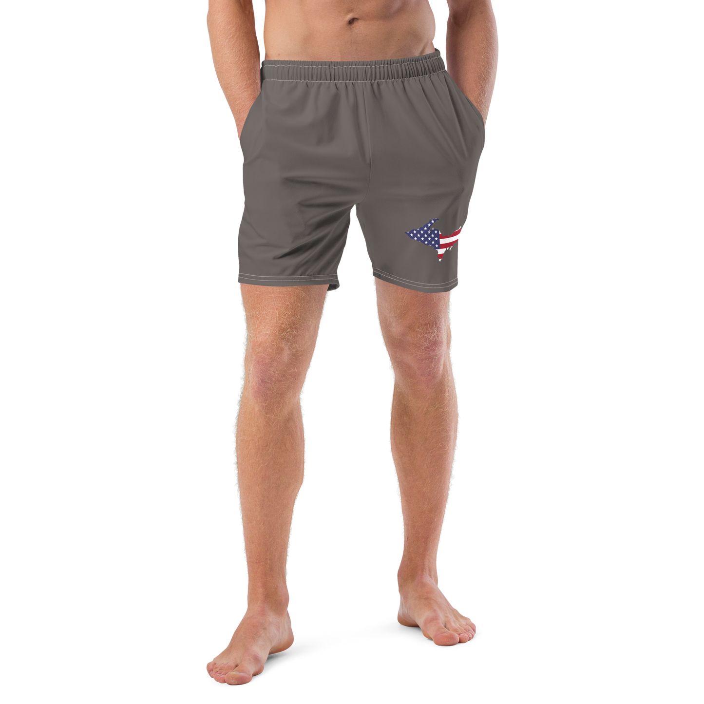 Michigan Upper Peninsula Men's Swim Trunks (w/ UP USA Flag ) | Warren Tank Grey