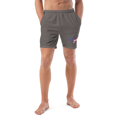 Michigan Upper Peninsula Men's Swim Trunks (w/ UP USA Flag ) | Warren Tank Grey