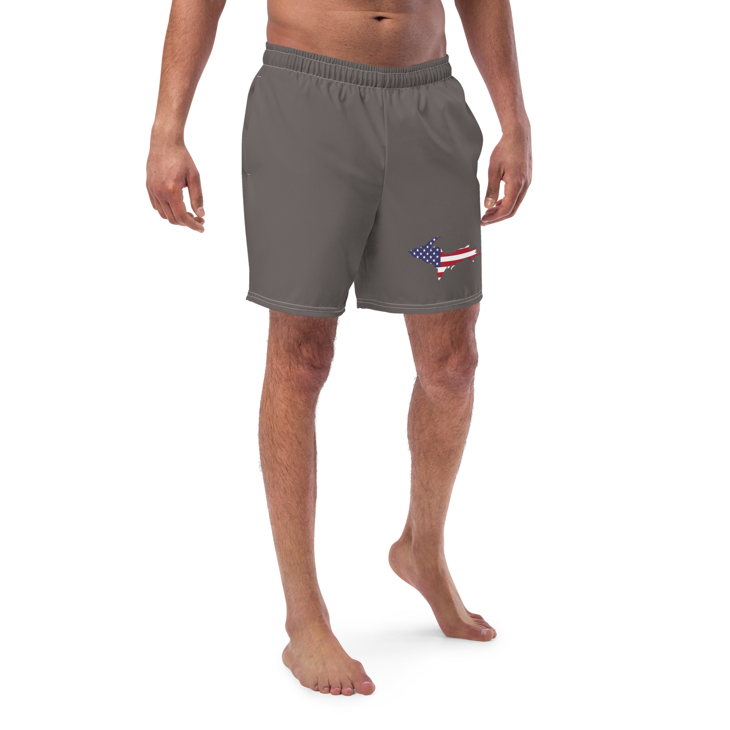 Michigan Upper Peninsula Men's Swim Trunks (w/ UP USA Flag ) | Warren Tank Grey