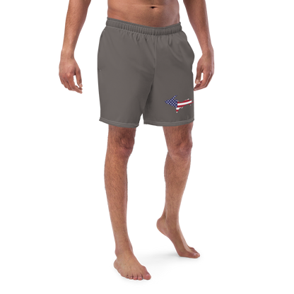 Michigan Upper Peninsula Men's Swim Trunks (w/ UP USA Flag ) | Warren Tank Grey