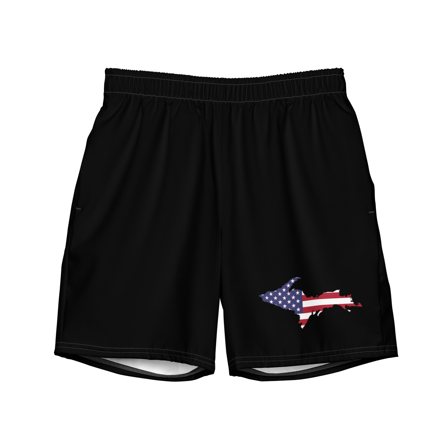 Michigan Upper Peninsula Men's Swim Trunks (w/ UP USA Flag ) | Black