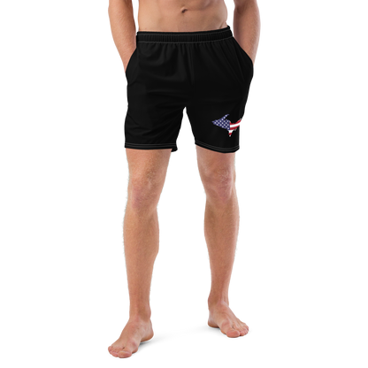 Michigan Upper Peninsula Men's Swim Trunks (w/ UP USA Flag ) | Black