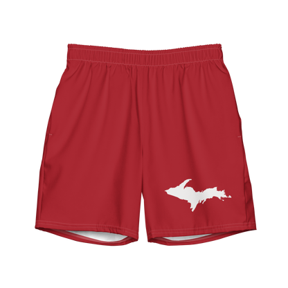 Michigan Upper Peninsula Men's Swim Trunks (w/ UP Outline) | Thimbleberry Red