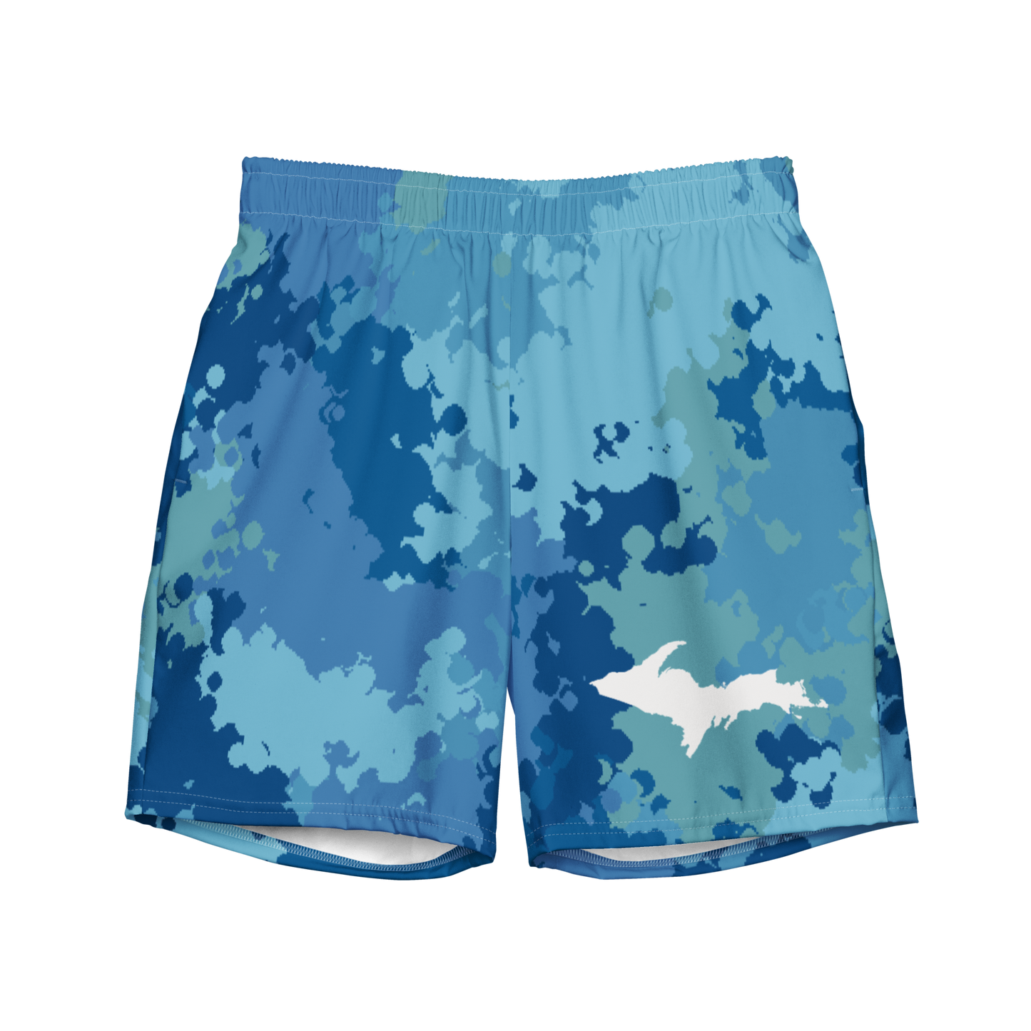 Michigan Upper Peninsula Men's Swim Trunks (w/ UP Outline) | Great Lakes Camo