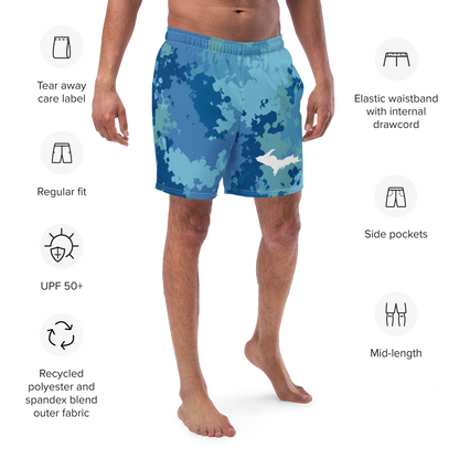 Michigan Upper Peninsula Men's Swim Trunks (w/ UP Outline) | Great Lakes Camo