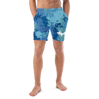 Michigan Upper Peninsula Men's Swim Trunks (w/ UP Outline) | Great Lakes Camo