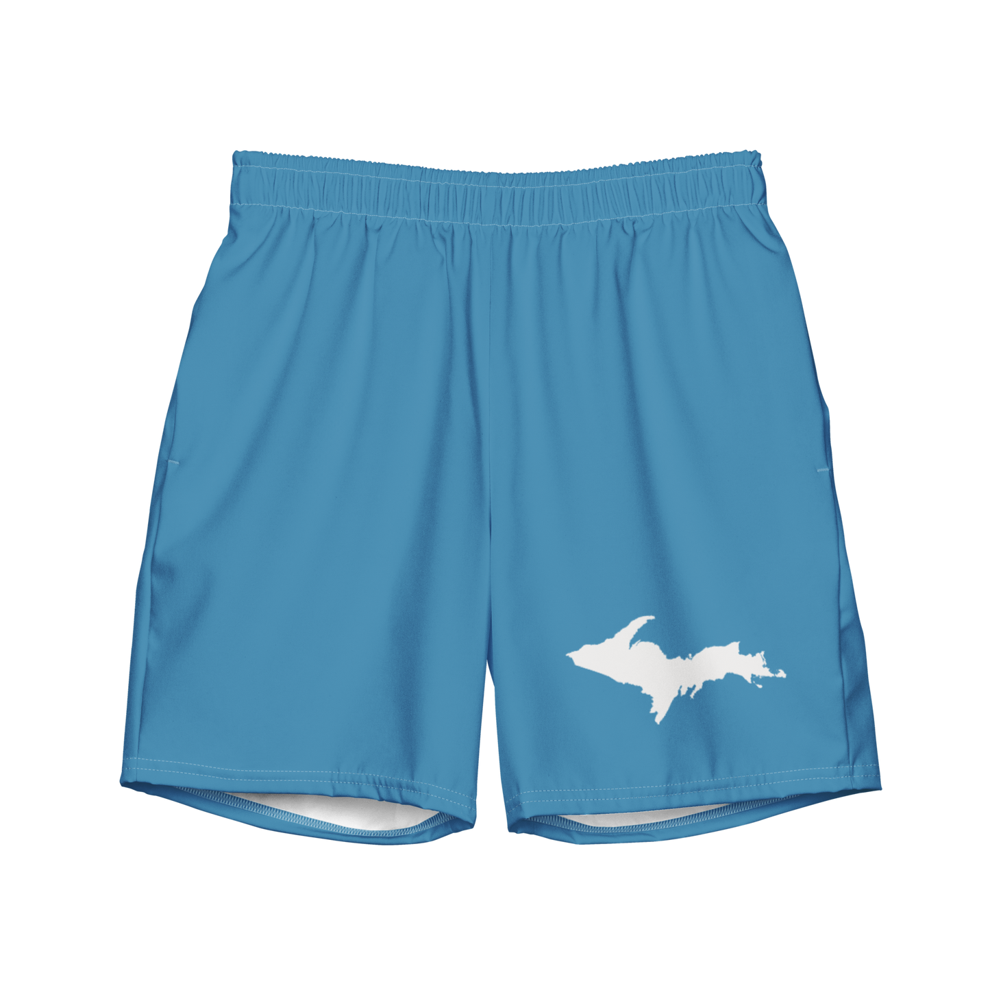 Michigan Upper Peninsula Men's Swim Trunks (w/ UP Outline) | Lake Michigan Blue