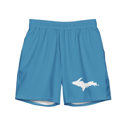 Michigan Upper Peninsula Men's Swim Trunks (w/ UP Outline) | Lake Michigan Blue