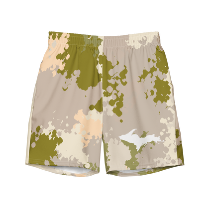 Michigan Upper Peninsula Men's Swim Trunks (w/ UP Outline) | Rosy Mound Camo