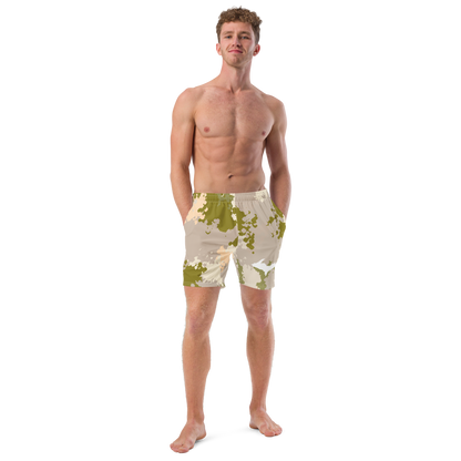 Michigan Upper Peninsula Men's Swim Trunks (w/ UP Outline) | Rosy Mound Camo