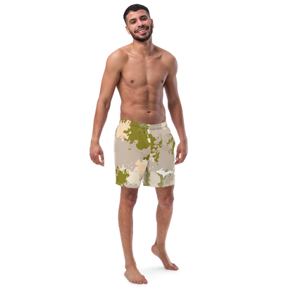 Michigan Upper Peninsula Men's Swim Trunks (w/ UP Outline) | Rosy Mound Camo