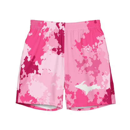 Michigan Upper Peninsula Men's Swim Trunks (w/ UP Outline) | Pink Camo