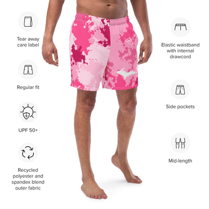 Michigan Upper Peninsula Men's Swim Trunks (w/ UP Outline) | Pink Camo