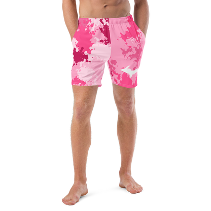 Michigan Upper Peninsula Men's Swim Trunks (w/ UP Outline) | Pink Camo