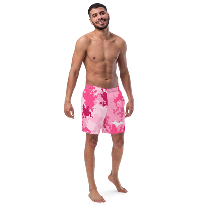 Michigan Upper Peninsula Men's Swim Trunks (w/ UP Outline) | Pink Camo