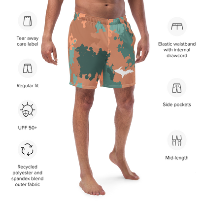 Michigan Upper Peninsula Men's Swim Trunks (w/ UP Outline) | Copper Country Camo