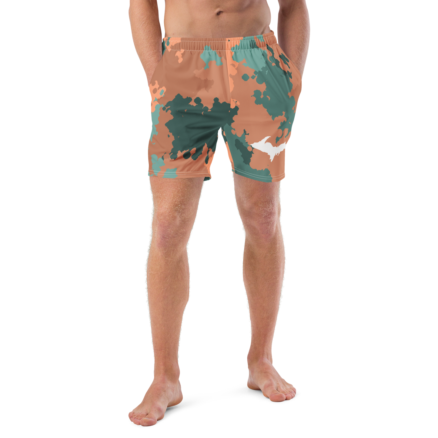 Michigan Upper Peninsula Men's Swim Trunks (w/ UP Outline) | Copper Country Camo