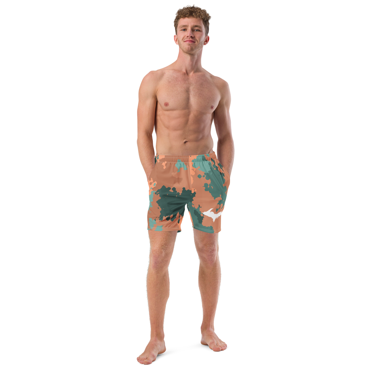 Michigan Upper Peninsula Men's Swim Trunks (w/ UP Outline) | Copper Country Camo