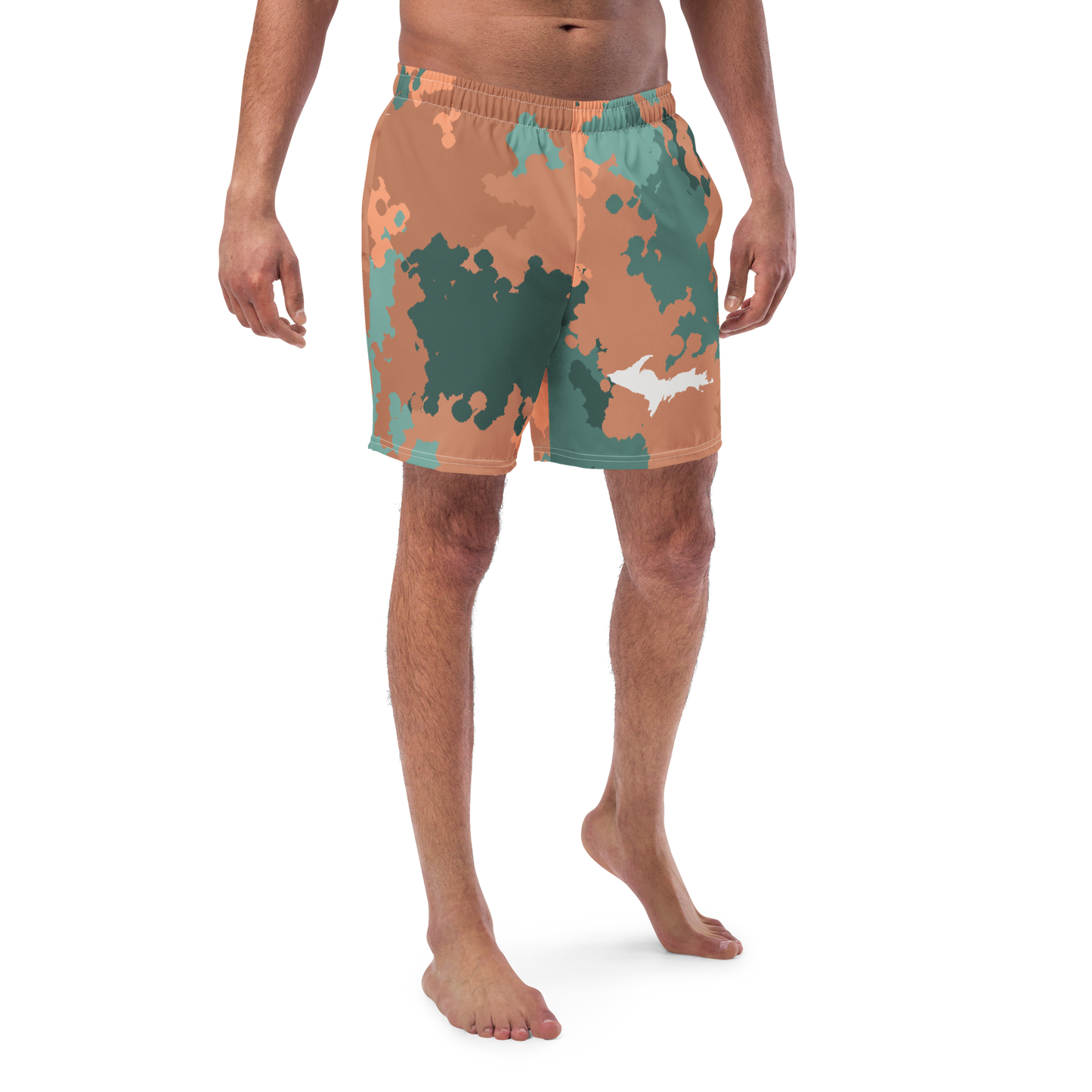 Michigan Upper Peninsula Men's Swim Trunks (w/ UP Outline) | Copper Country Camo