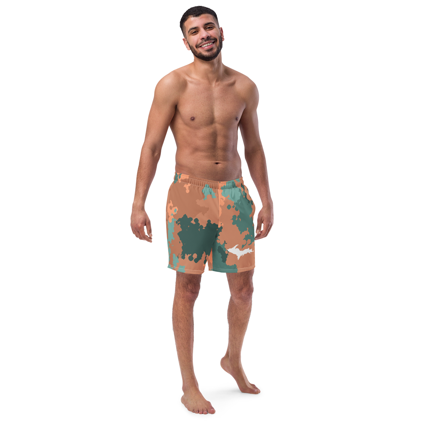 Michigan Upper Peninsula Men's Swim Trunks (w/ UP Outline) | Copper Country Camo