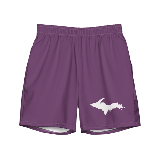 Michigan Upper Peninsula Men's Swim Trunks (w/ UP Outline) | Plum