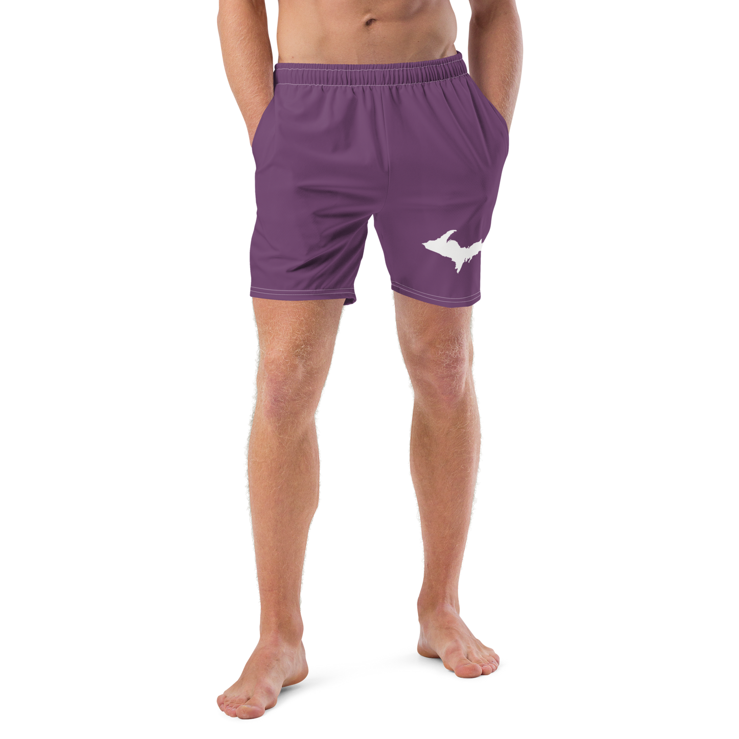 Michigan Upper Peninsula Men's Swim Trunks (w/ UP Outline) | Plum