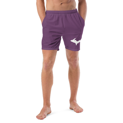 Michigan Upper Peninsula Men's Swim Trunks (w/ UP Outline) | Plum