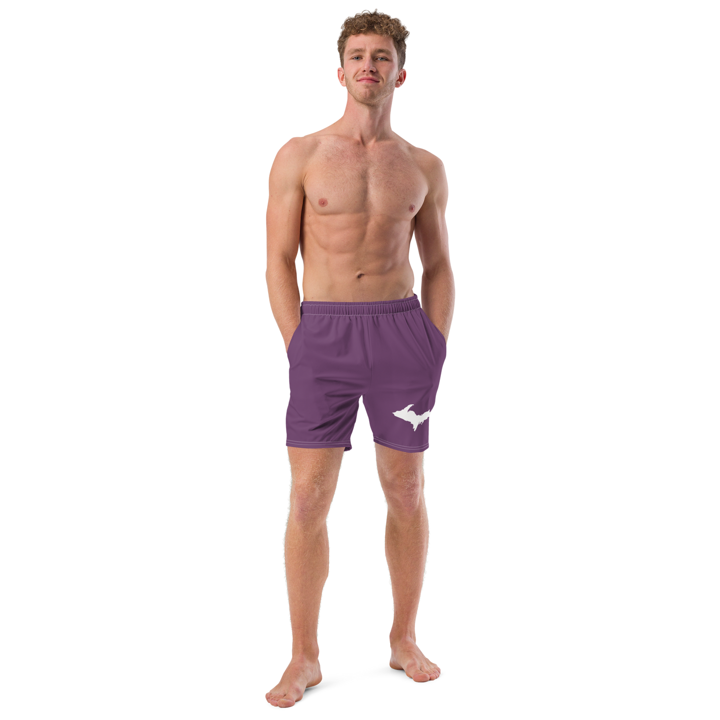 Michigan Upper Peninsula Men's Swim Trunks (w/ UP Outline) | Plum