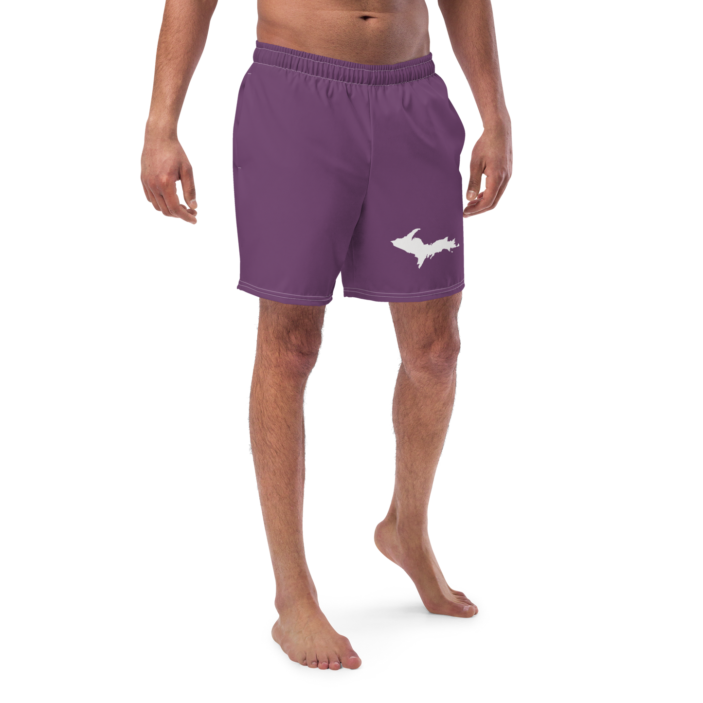 Michigan Upper Peninsula Men's Swim Trunks (w/ UP Outline) | Plum