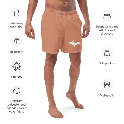 Michigan Upper Peninsula Men's Swim Trunks (w/ UP Outline) | Copper Color