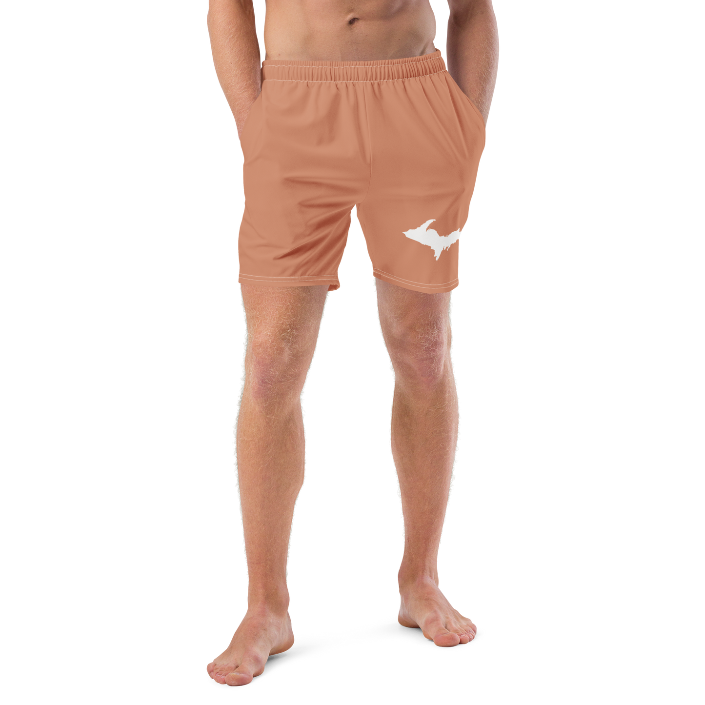 Michigan Upper Peninsula Men's Swim Trunks (w/ UP Outline) | Copper Color