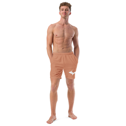 Michigan Upper Peninsula Men's Swim Trunks (w/ UP Outline) | Copper Color