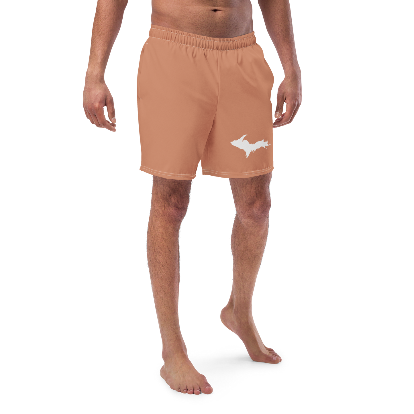 Michigan Upper Peninsula Men's Swim Trunks (w/ UP Outline) | Copper Color