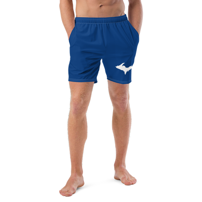 Michigan Upper Peninsula Men's Swim Trunks (w/ UP Outline) | Dearborn Blue