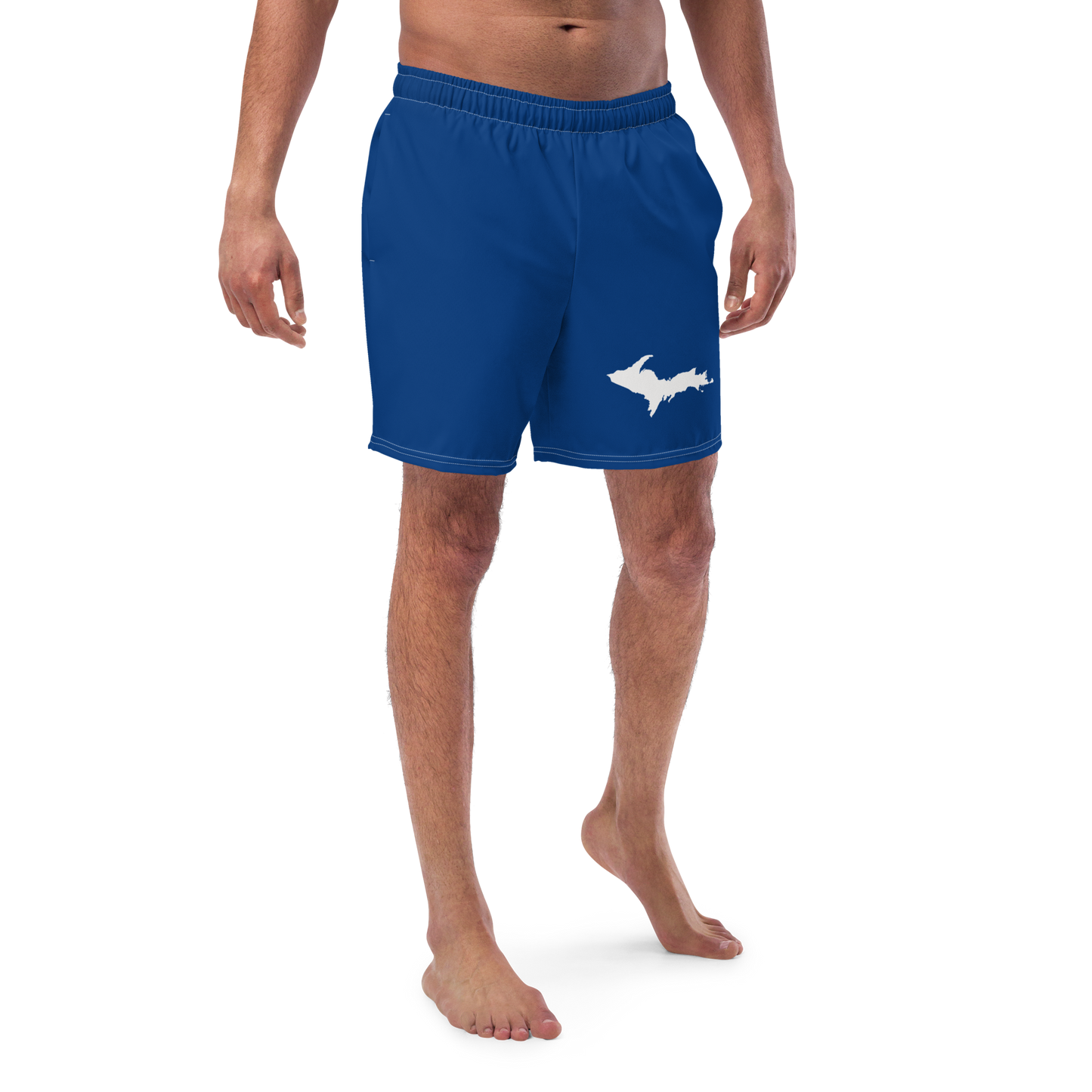 Michigan Upper Peninsula Men's Swim Trunks (w/ UP Outline) | Dearborn Blue