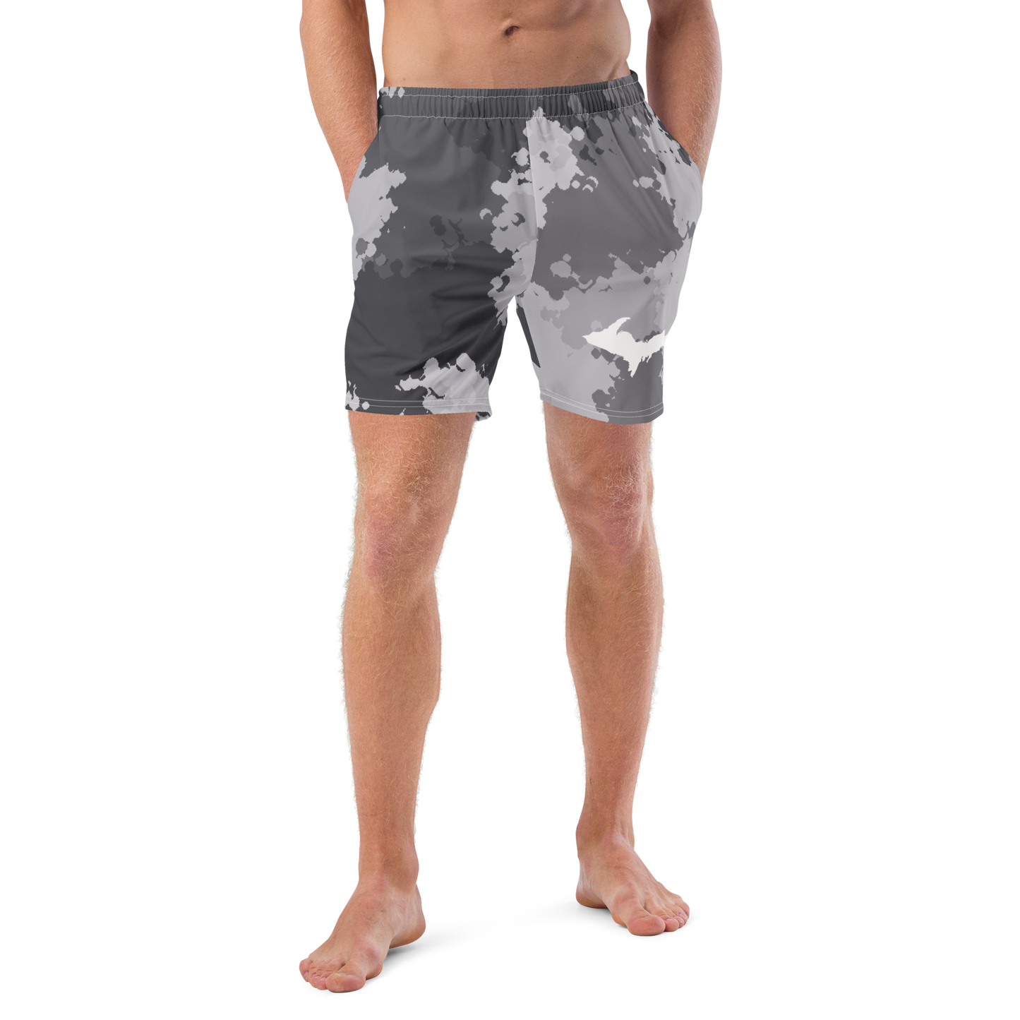 Michigan Upper Peninsula Men's Swim Trunks (w/ UP Outline) | Iron Ore Camo