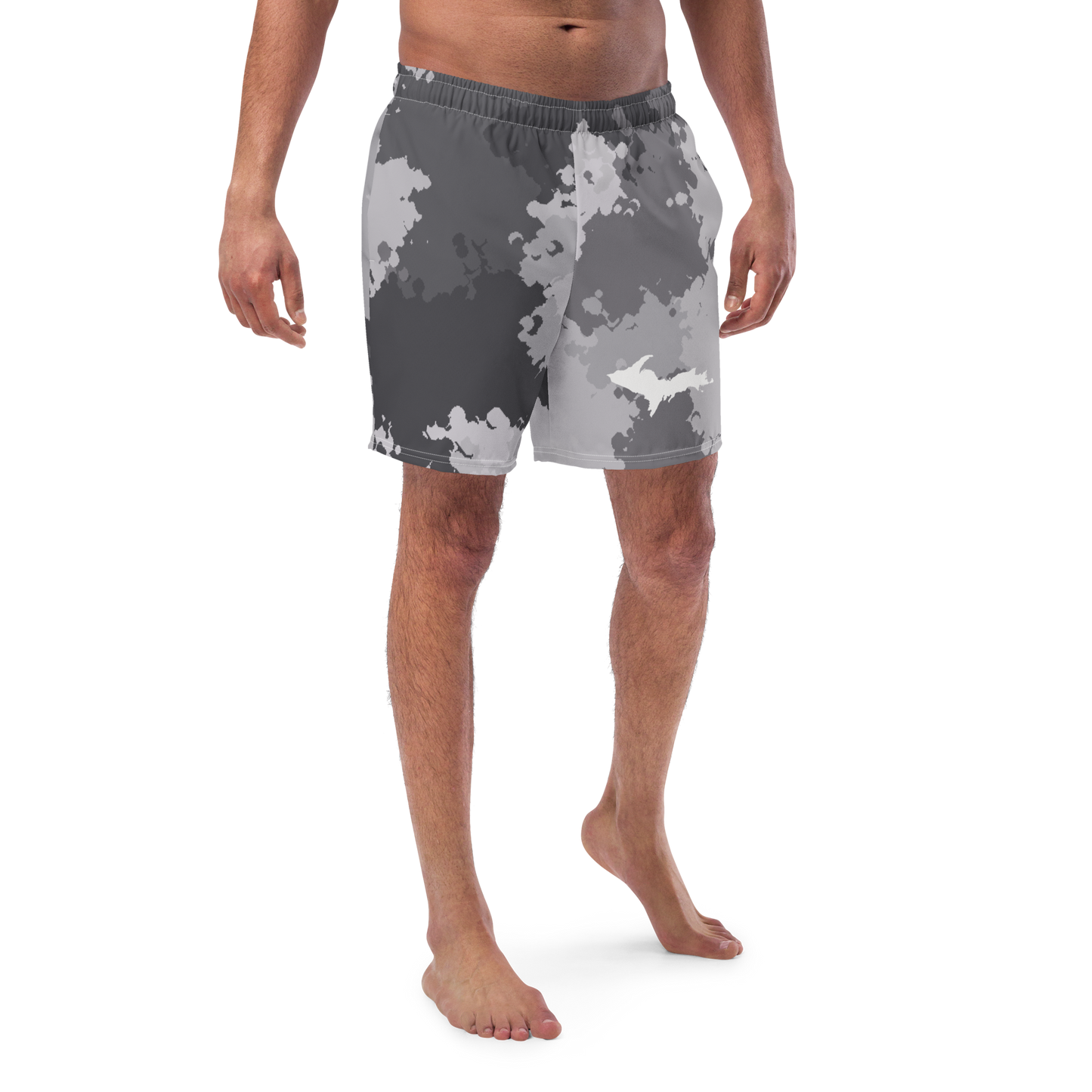 Michigan Upper Peninsula Men's Swim Trunks (w/ UP Outline) | Iron Ore Camo