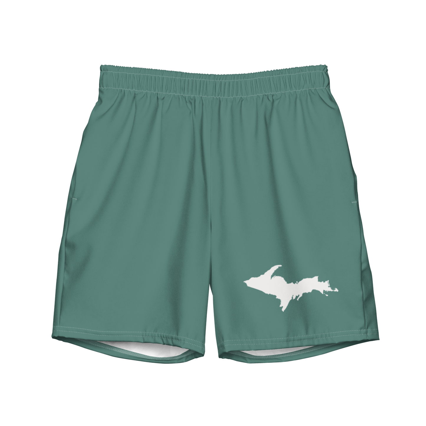 Michigan Upper Peninsula Men's Swim Trunks (w/ UP Outline) | Copper Green