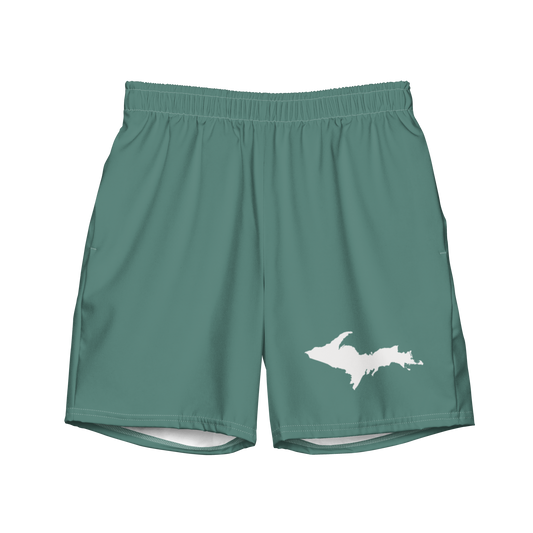 Michigan Upper Peninsula Men's Swim Trunks (w/ UP Outline) | Copper Green