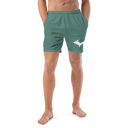 Michigan Upper Peninsula Men's Swim Trunks (w/ UP Outline) | Copper Green